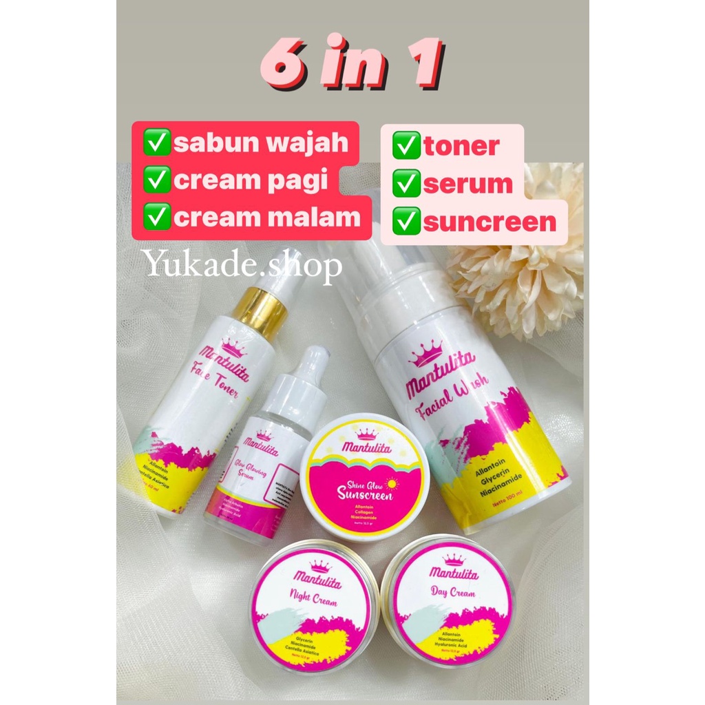 Ecer mantulita skincare (day cream, night cream, toner, sabun)