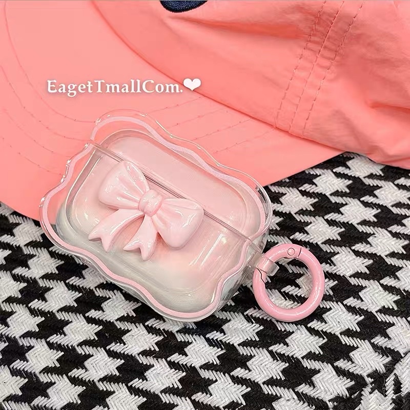 Pink &amp; Purple Bow Softcase for Airpods 1 2 Pro 3 Case Airpods Lucu