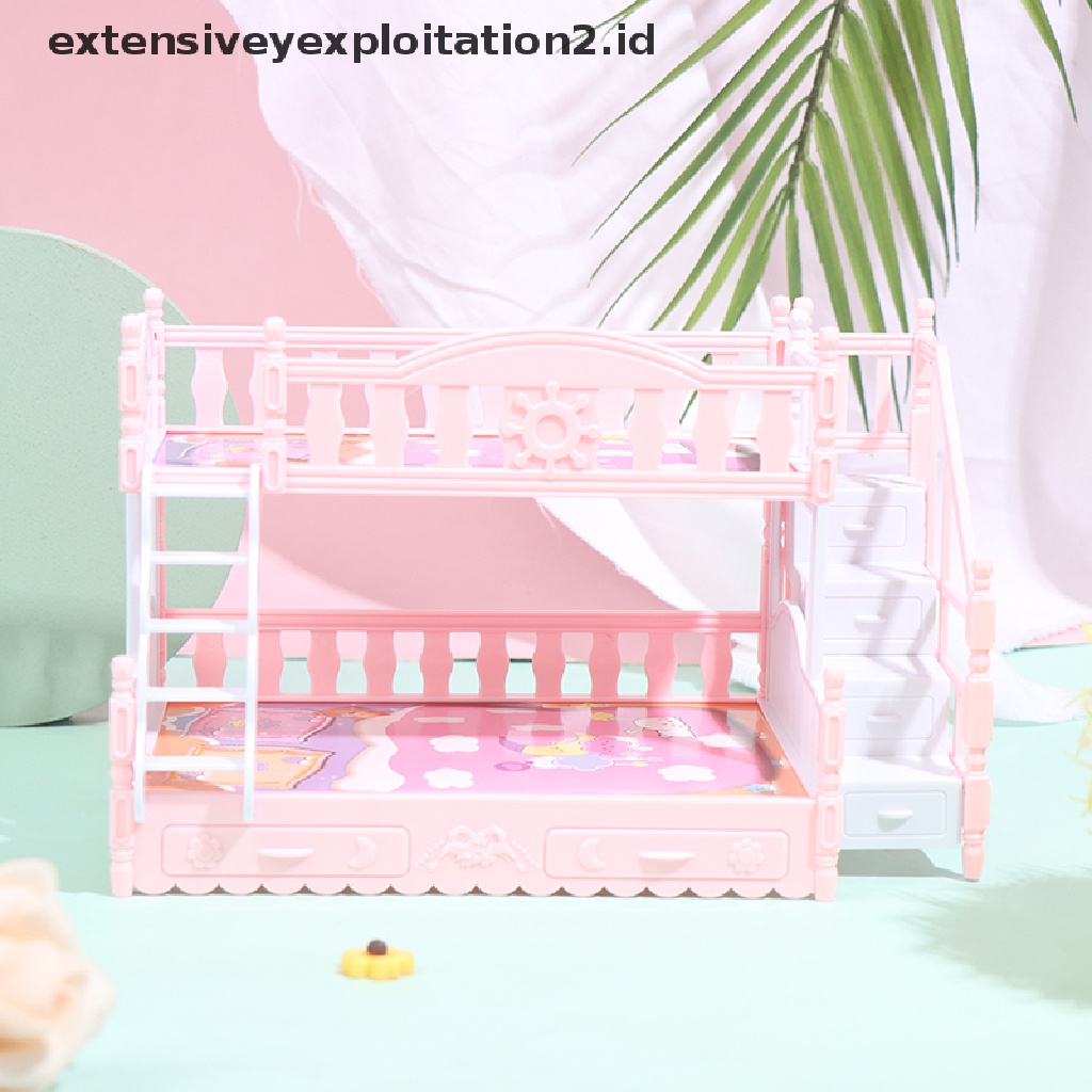 Mainan Miniatur Ranjang Double Bed Gaya Eropa Untuk Rumah Boneka