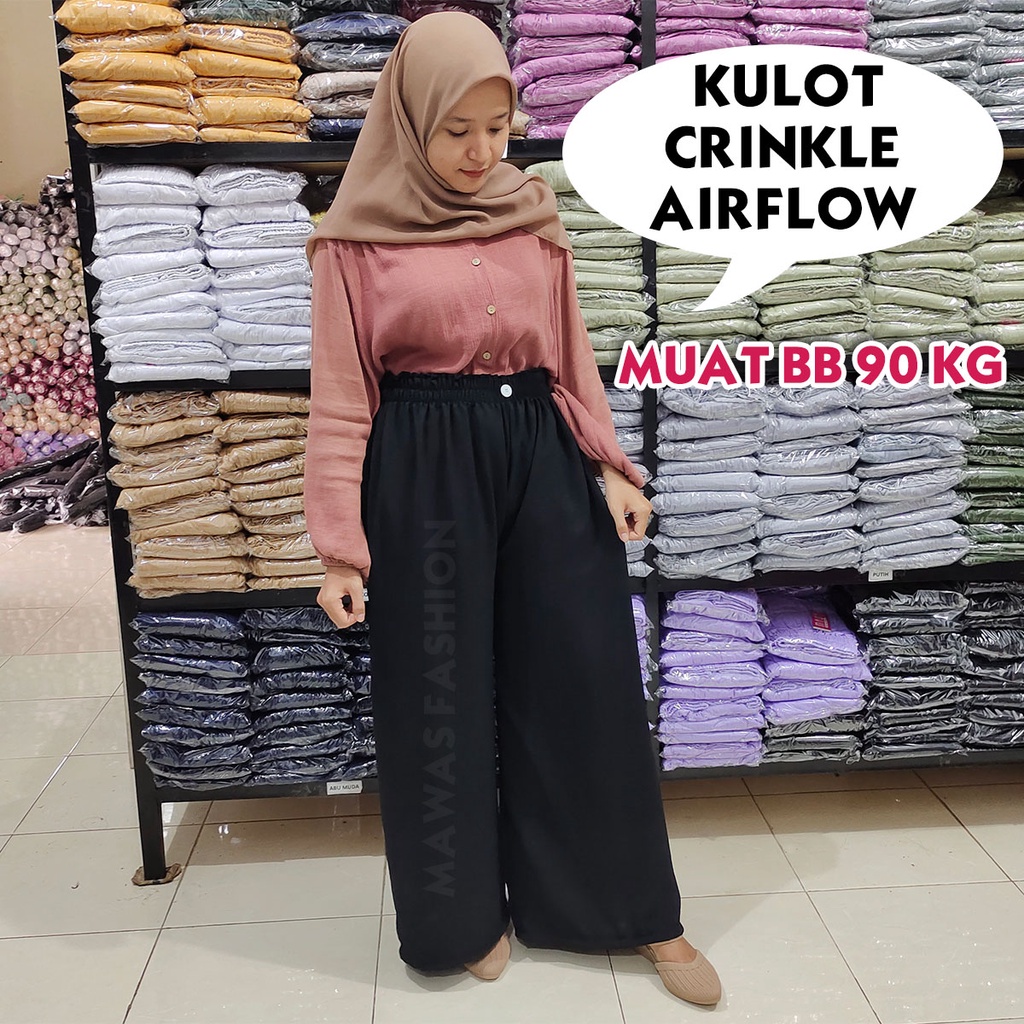 Kulot crinkle jumbo bb 90 - Celana jumbo wanita bumil big size bahan kringkel airflow