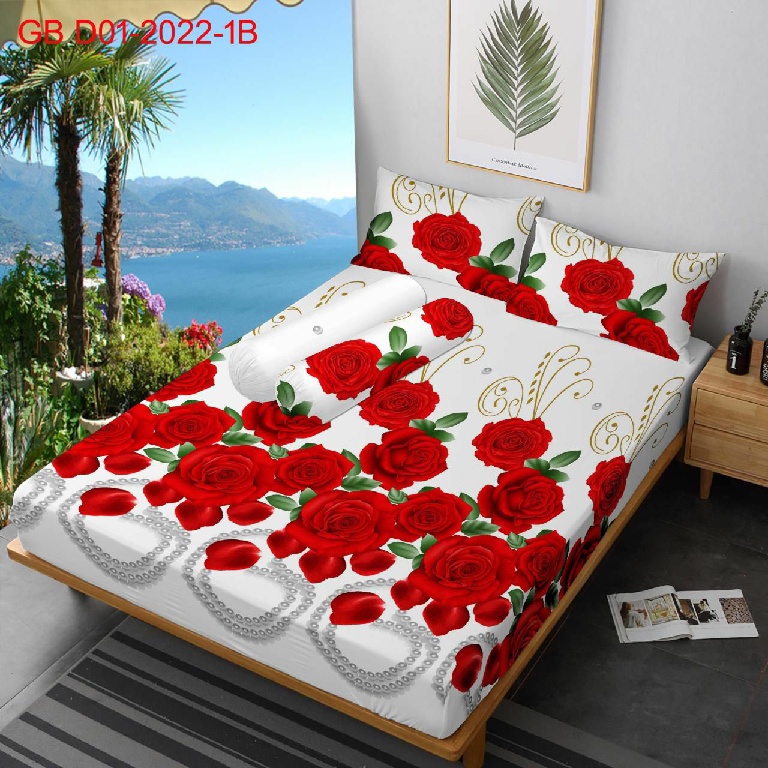 Bahan kain sprei katun Microtex Disperse Printing motif abstrak