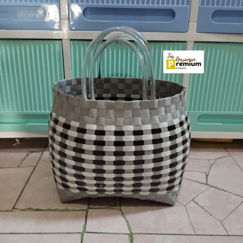 (UK 4 lurik) 23x14x24 Tas Anyaman/tas hajatan/souvenir nikah/premium situbondo