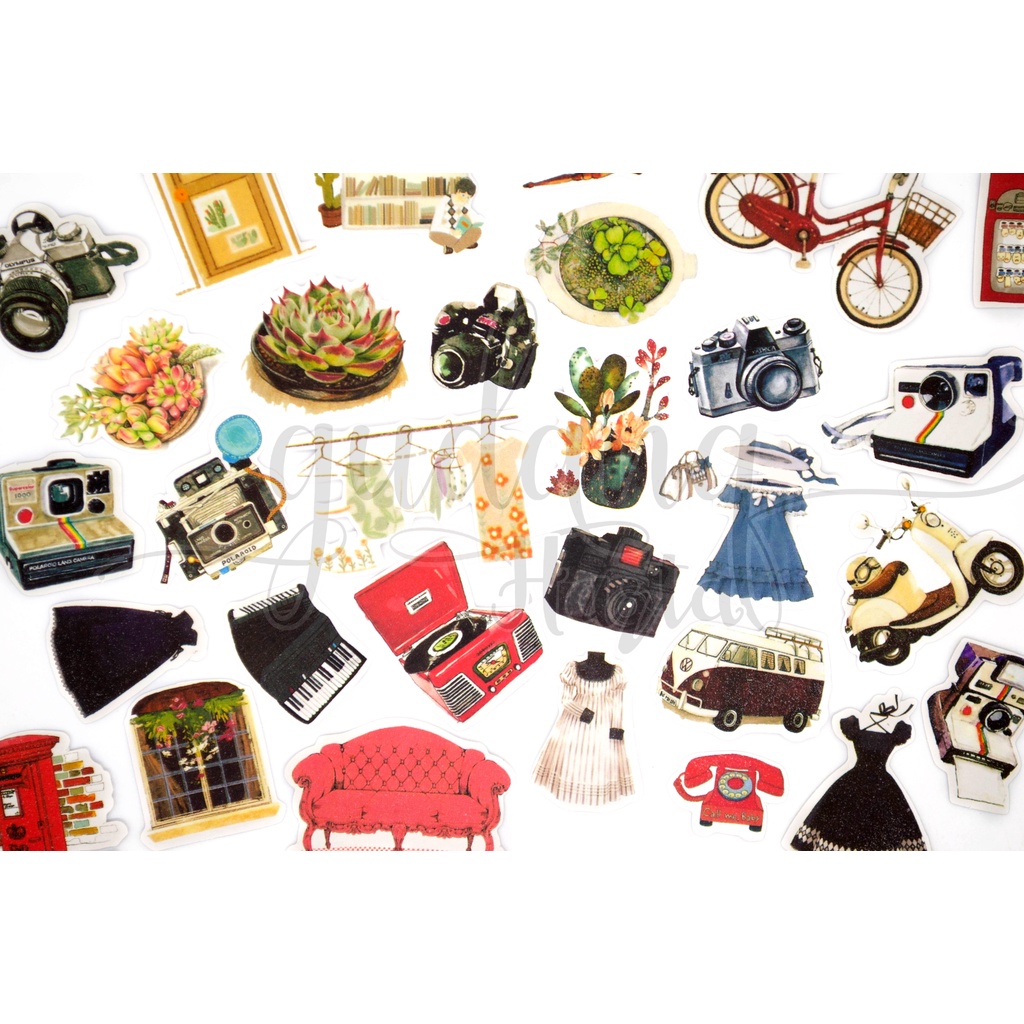 Stiker Vintage Camera Sticker Motif Kamera Unik DIY Scrapbook GH 303759