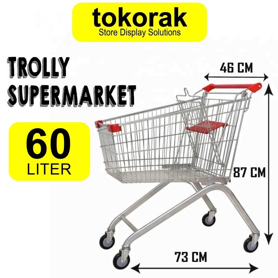 TROLLY SUPERMARKET 60LTR - TROLI BELANJA - KERANJANG TROLI - TROLLEY