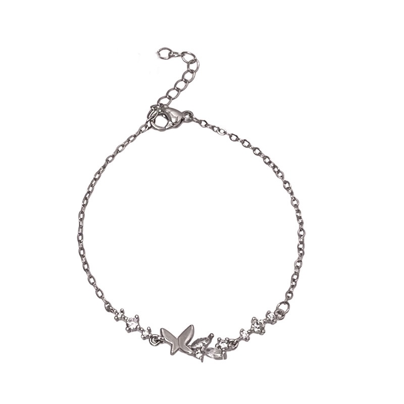 Gelang Tangan Alloy Aksen Kupu-Kupu Hias Berlian Imitasi Untuk Wanita Butterfly