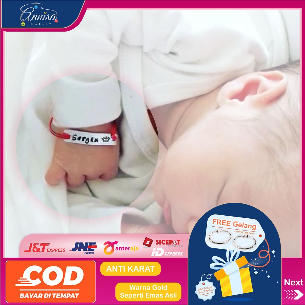 Gelang Anak Gold/Silver Custom Nama Free Gelang Mundial