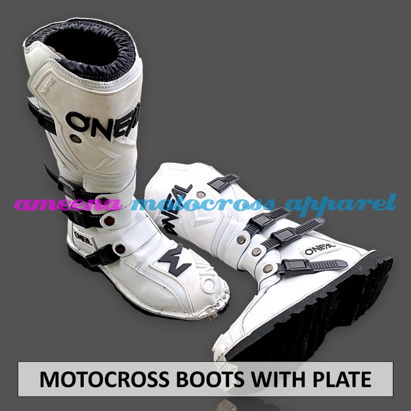 Sepatu MX Boots Oneal with Iron Protector - Sepatu Trail - Sepatu Motocross - Sepatu Enduro - Sepatu Adventure - White