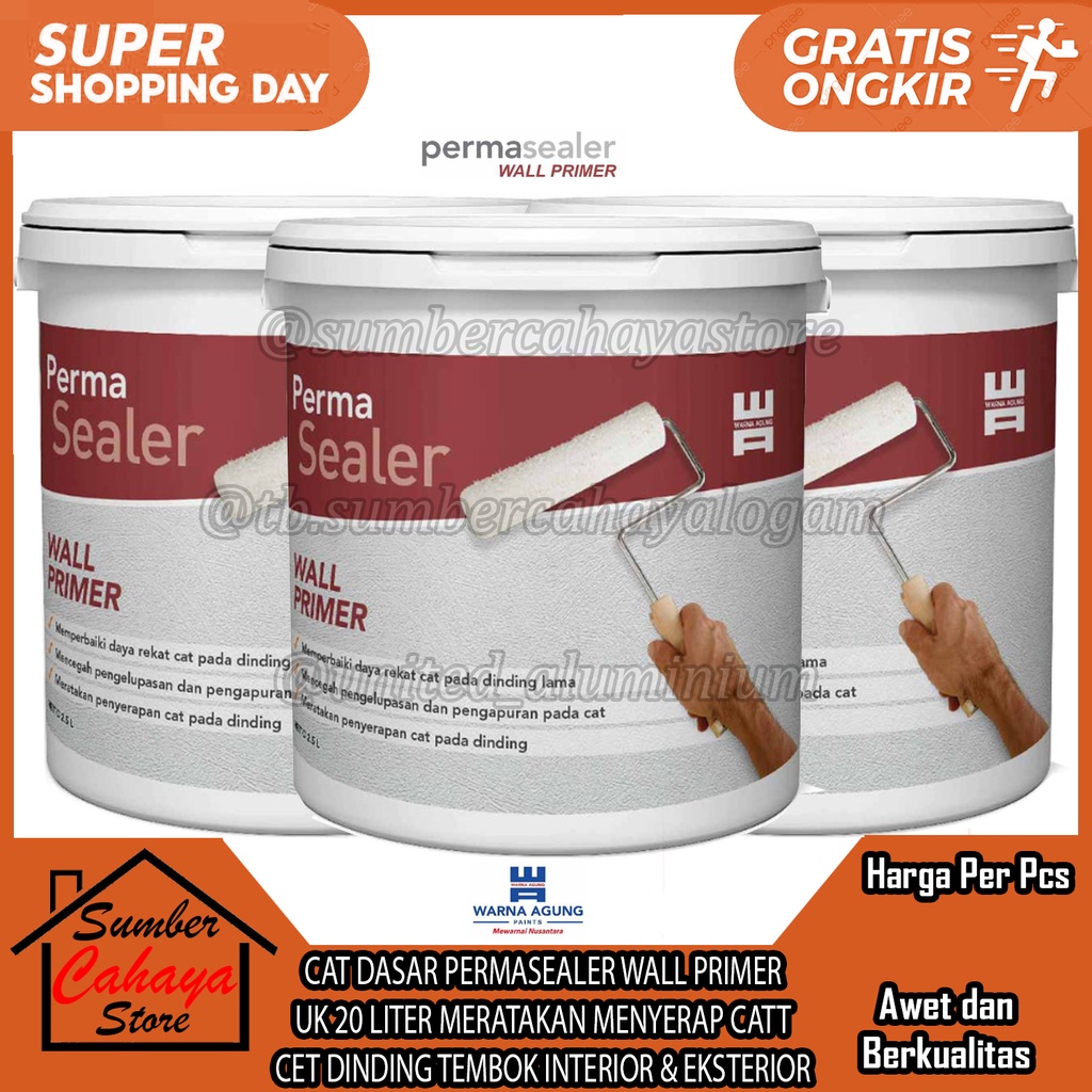 PERMASEALER WALL PRIMER CAT DASAR UK 2,5 LITER L LTER GALON PUTIH WHITE MERATAKAN MENYERAP CATT CET 