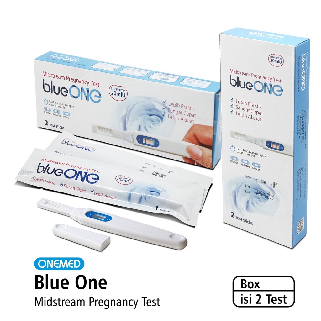 Jual TES KEHAMILAN BLUE ONE ONEMED MIDSTREAM PREGNANCY TEST 1 PACK ISI 2 PCS Shopee Indonesia