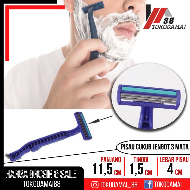 Pisau Cukur 2 mata 3 mata / Alat Cukur / Cukuran Kumis Jenggot Silet Biru