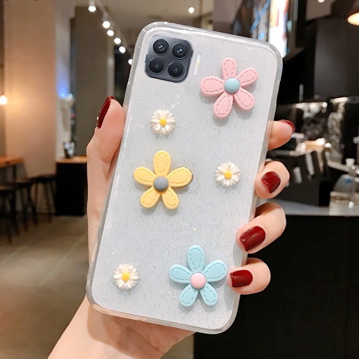 3D CASE SAMSUNG A22 4G M32 4G M22 A22 5G CASING DAISY BLING FLOWER TIMBUL CLEAR CASING