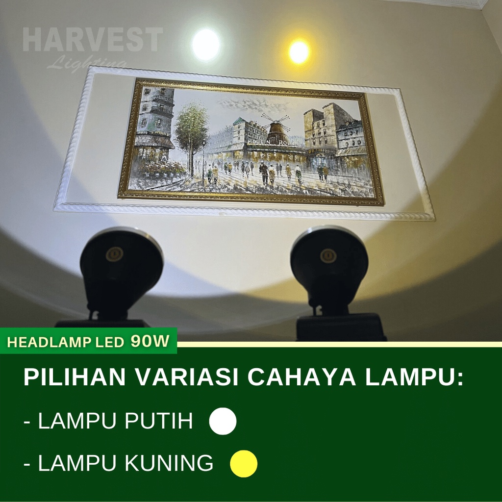 90W Headlamp HARVEST LIGHTING Senter Kepala LED PREMIUM IP66 4000Mah Lampu Emergency Travel Tambang Hunting Berburu Rechargeable Original Bergaransi