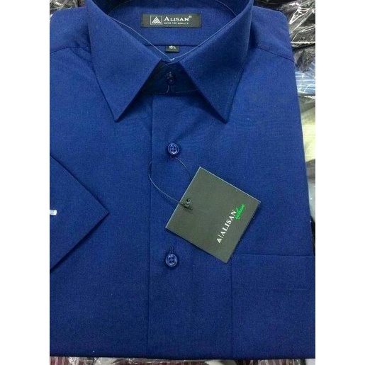 Kemeja Pria Alisan Reguler Pendek Maroon, Biru B2, Navy B7 (Cek Info) - hijau h9, M