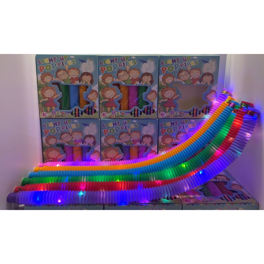 Pop Tubes Light Up Edition Glow Pipa Nyala Anak Premium Mainan Anak