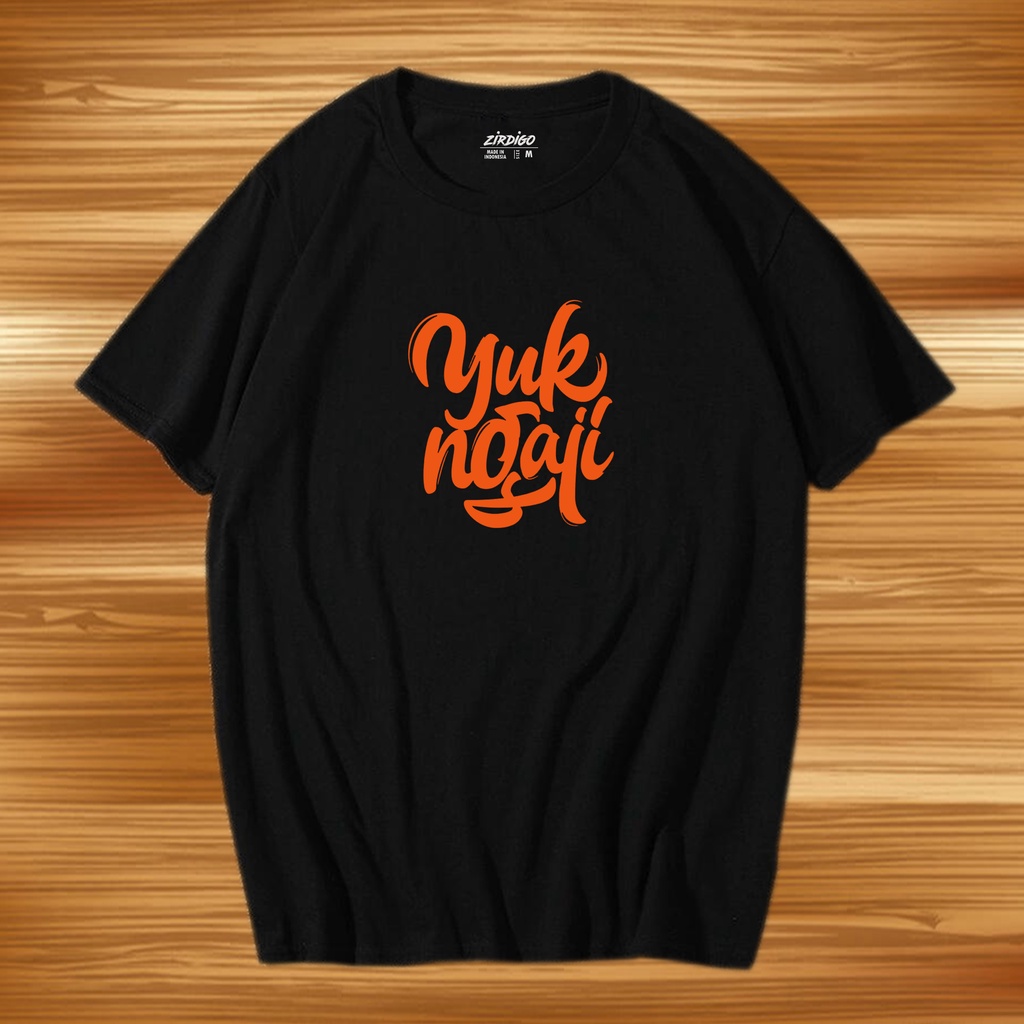 Agam Collection Baju Kaos Distro Lengan Pendek Yuk Ngaji Orange Text Print  DTF Premium Quality Kaos Keren Cewek Cowok