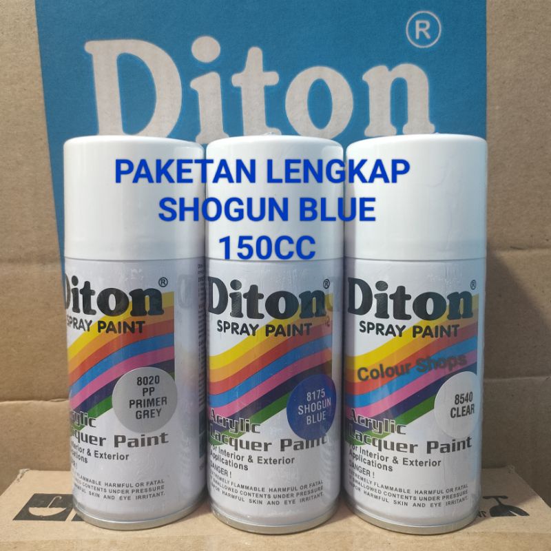 Pilok Cat Diton Shogun Blue 8175 Primer Grey Epoxy 8020 Clear 8540 Paketan Shogun Biru 3 pcs 150cc Pilox Cat Semprot Diton Spray Paint