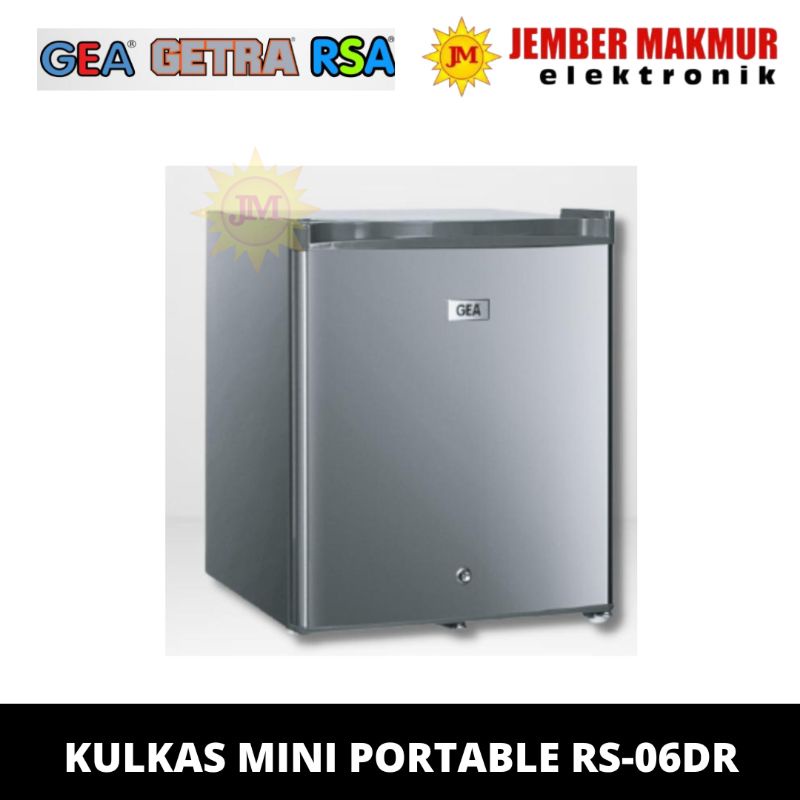 KULKAS MINI PORTABLE GEA RS-06DR INOX SILVER RS 06DR MINI BAR RS06DR