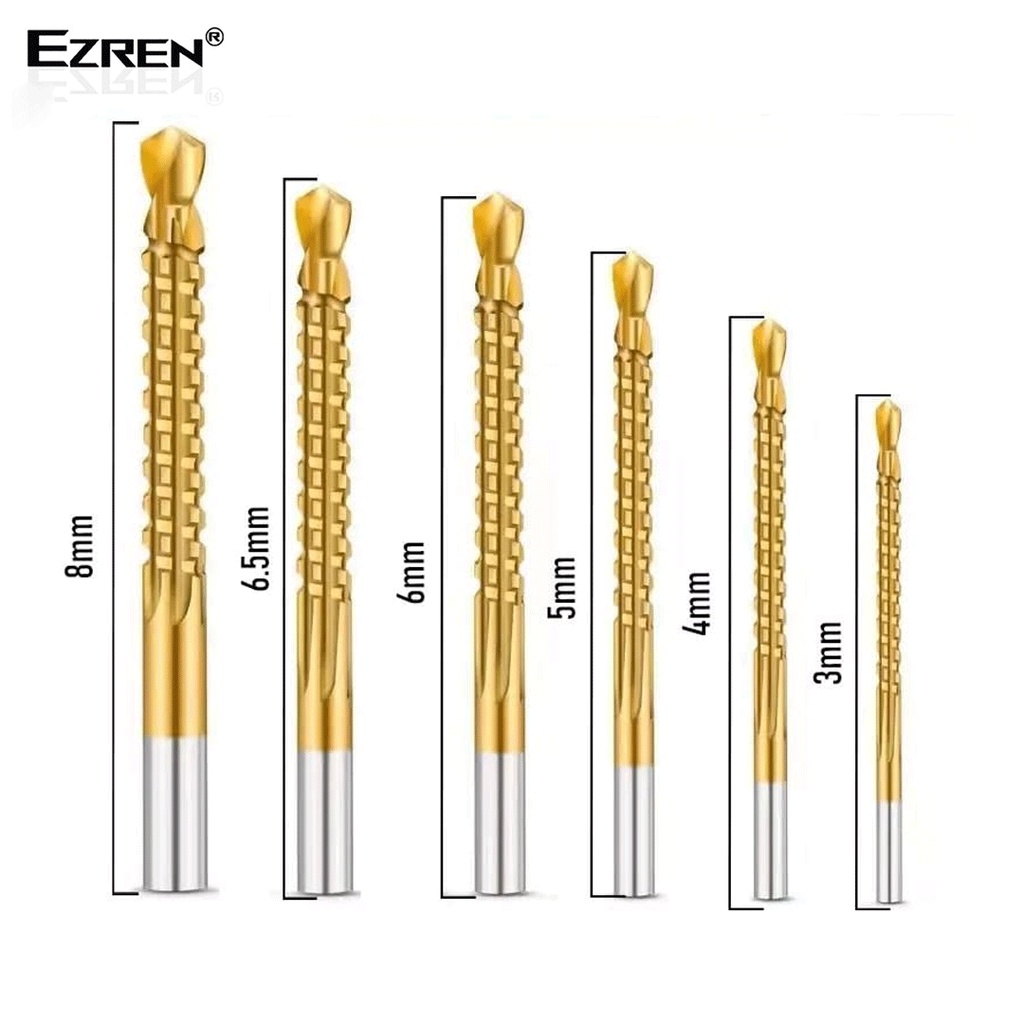 Ezren EZ-0151 6PCS Mata bor GerGaji HSS drill Titanium Coated 3-8mm