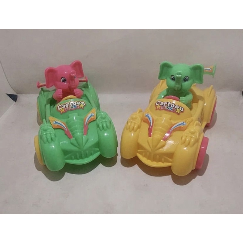 Mainan Anak Gajah Naik Mobil Ditarik Langsung Jalan