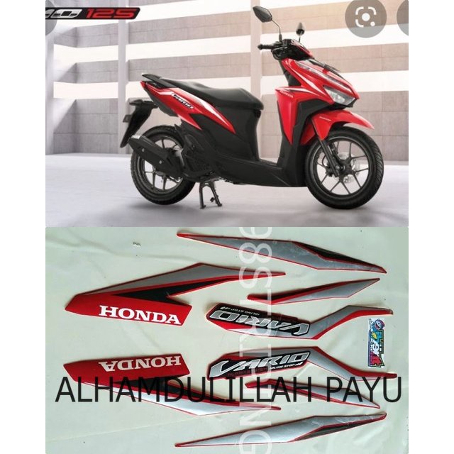 STRIPING LIS STANDAR ORI NEW HONDA VARIO 125 IDLING STOP MERAH SILVER TAHUN 2018 STIKER POLET