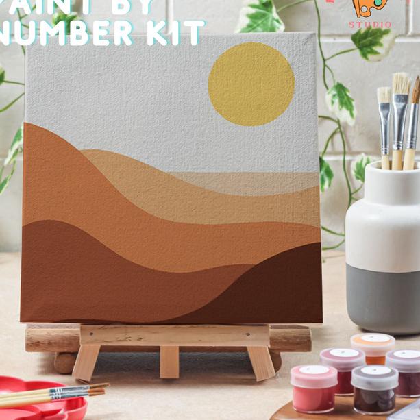 

Paint by number lukisan gurun dessert canvas 20x20 cm / painting kit - dessert02, 15x15cm