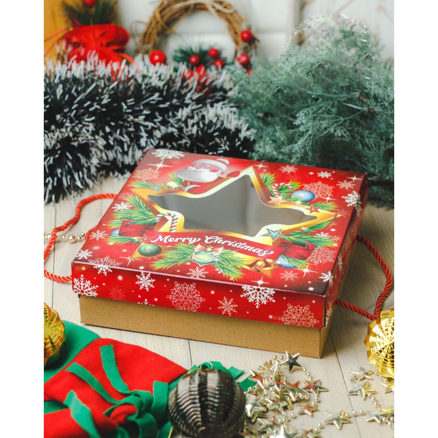 

(5 pcs) Cake Box English Fruitcake Dus Tenteng Kue Pudding Natal Kotak Packaging Hampers Parsel Christamas Kardus 20x20x6cm