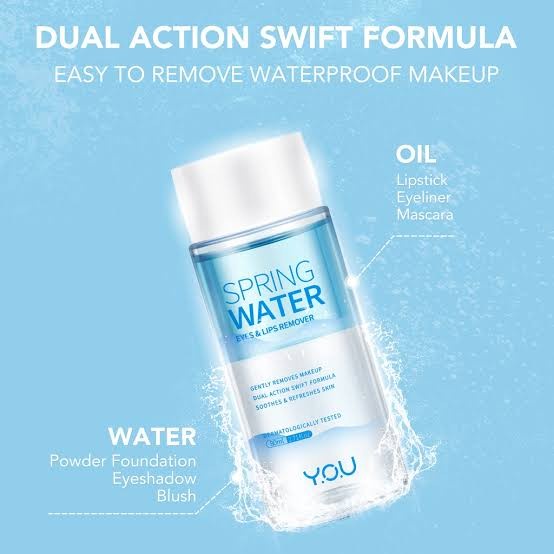 ★ BB ★   Y.O.U Spring Water Eyes &amp; Lips Remover 80ml - YOU Pembersih Wajah