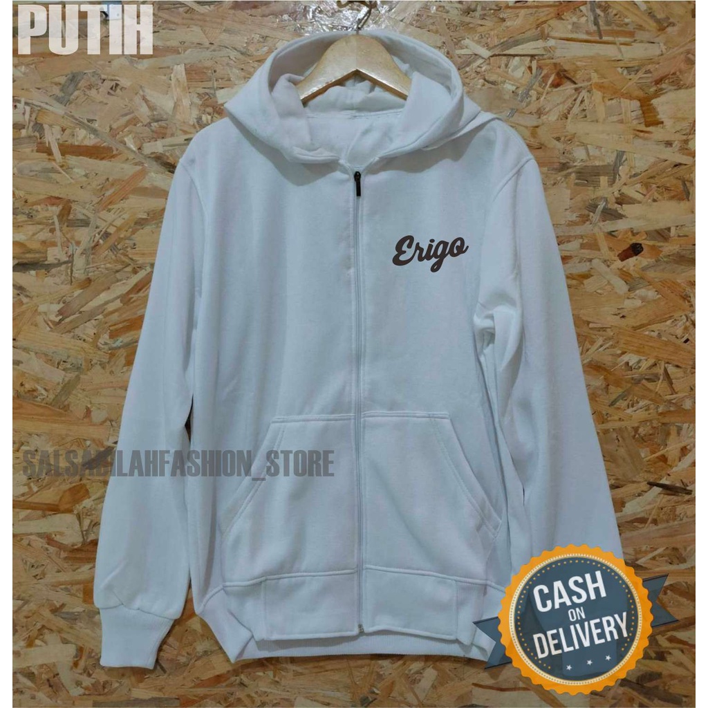 TERMURAH !! COD Jaket ziper Hoodie Pria Distro erigooOriginal Big Size Jumbo M - XXL