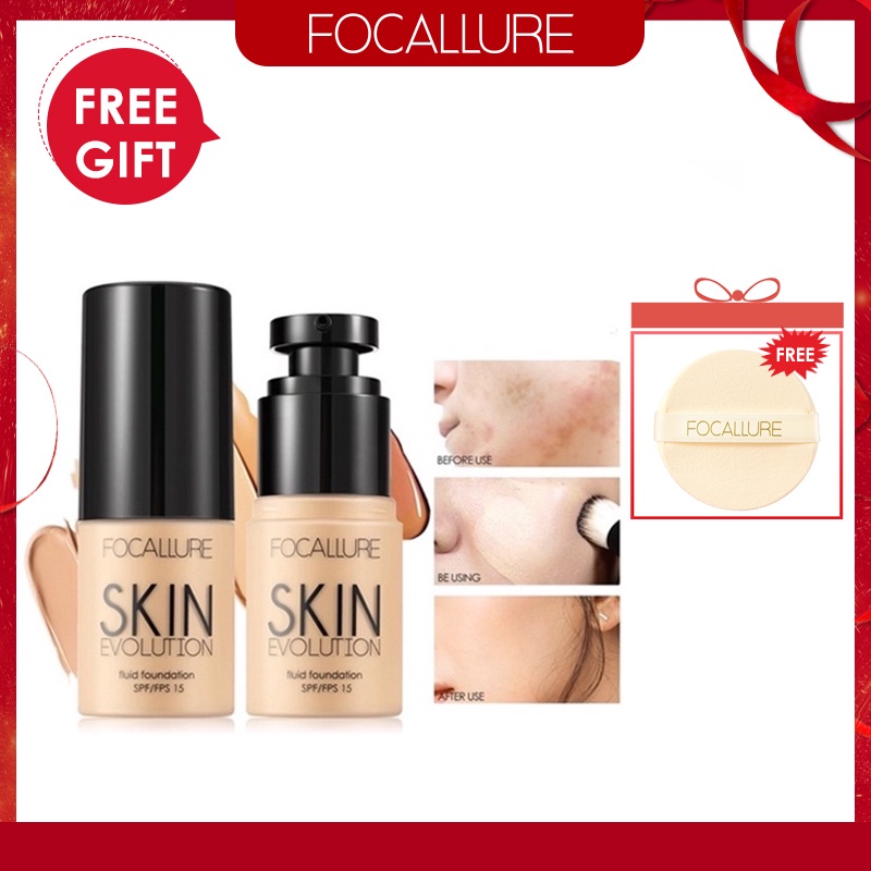 FOCALLURE Full Coverage Oil-control Fluid Foundation Liquid Foundation BB Cream (100% Original, BPOM Certified)