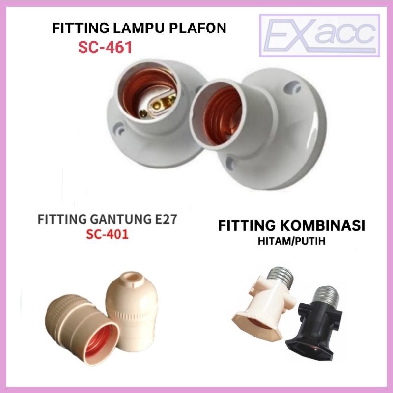 Fitting Lampu Gantung / Fitting T Kombinasi / Fitting Lampu Plafon Bulat