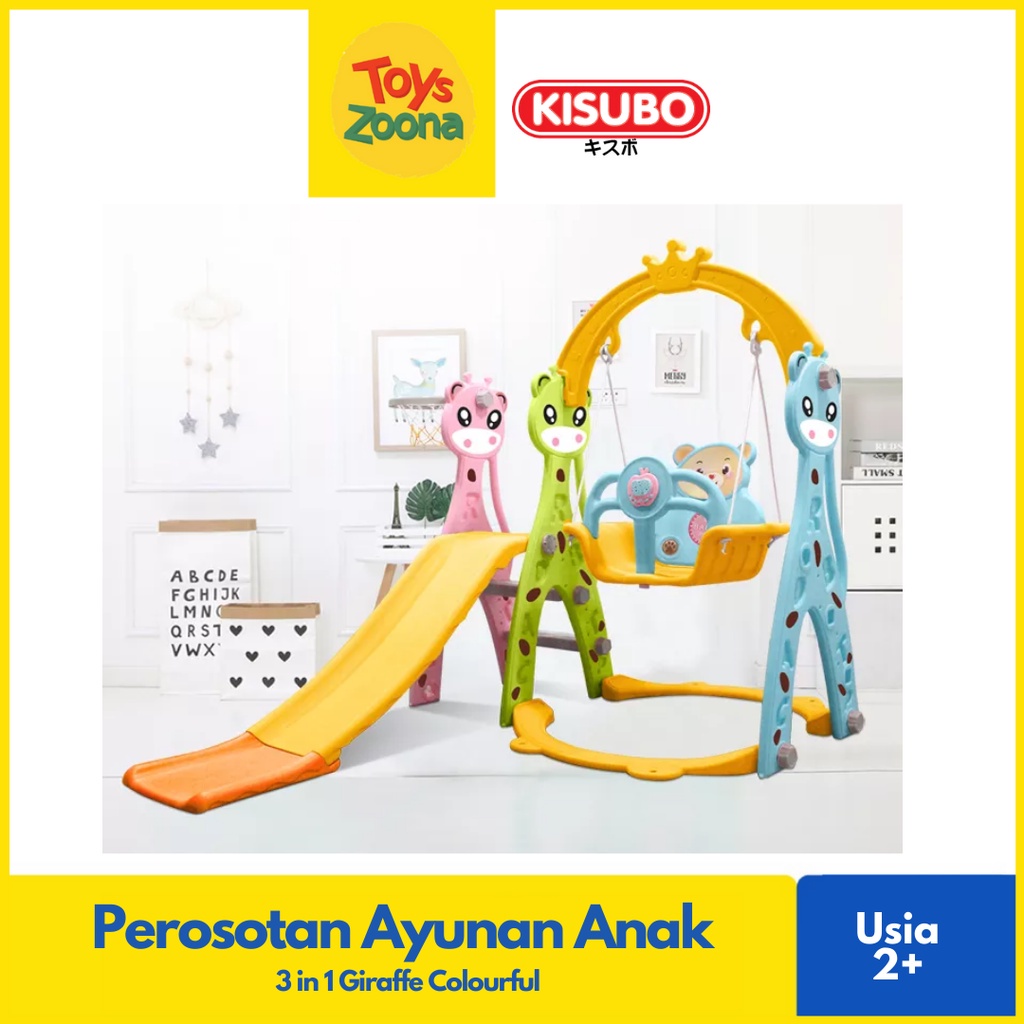 ToysZoona Perosotan Ayunan Ring Basket 3 In 1 Mainan Anak Perosotan 3 In 1 Swing Slide / Perosotan Hello Kitty / Perosotan Beruang / Perosotan Castle / Perosotan Kapal / Perosotan Jerapah / Perosotan Anak / Prosotan