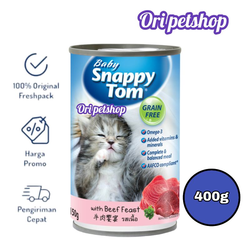 Snappy Tom Kaleng Baby Kitten Beef Makanan Basah Kucing 400g