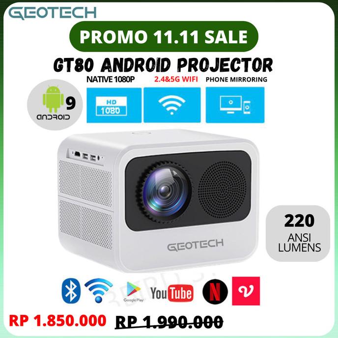 Proyektor GT80 GEOTECH Proyektor Hp Mini Portable Proyektor ke Dinding