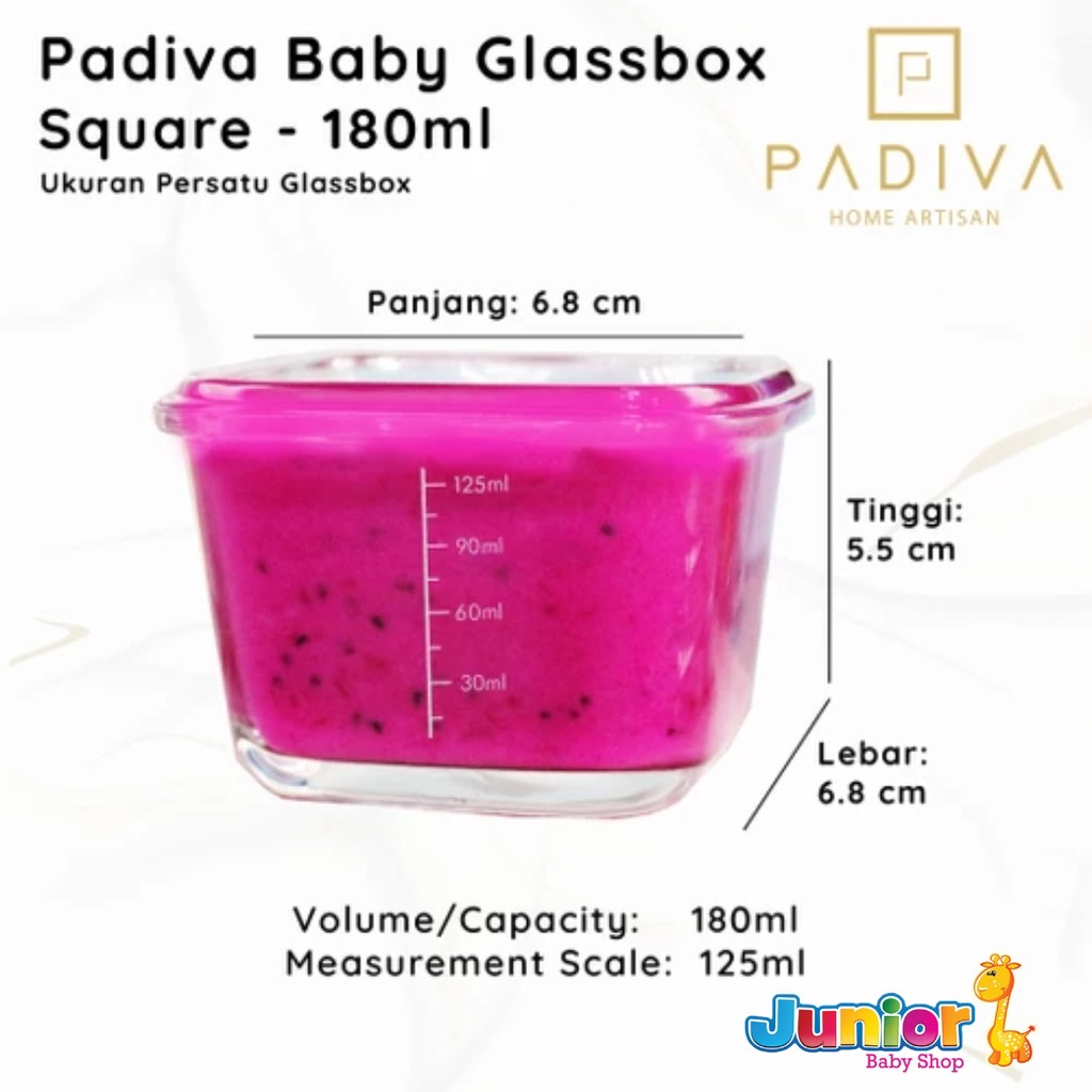 Padiva Baby Glassbox Square 180ml (3pcs) (GBB180S)