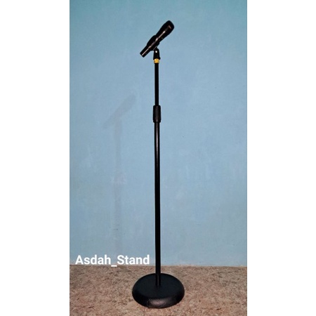 Stand Microphone Tinggi Kaki Bulat Matrial Besi + Holder Mic