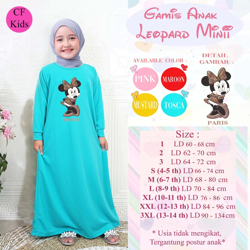 Gamis Anak Perempuan DTF Leopard Minie CKids