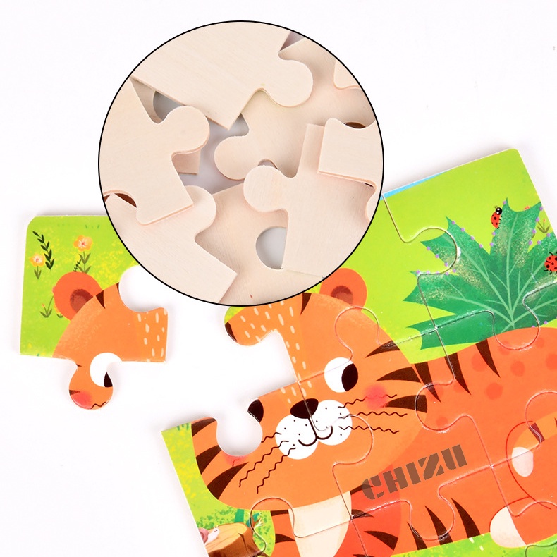 9 Pcs Wooden Jigsaw Puzzle | Puzzle Kayu 9 Keping Mini | Puzzel 9pcs Hewan Binatang Dinosaurus Kendaraan Transportasi Kartun Lucu | Mainan Edukatif Edukasi Anak Balita Murah