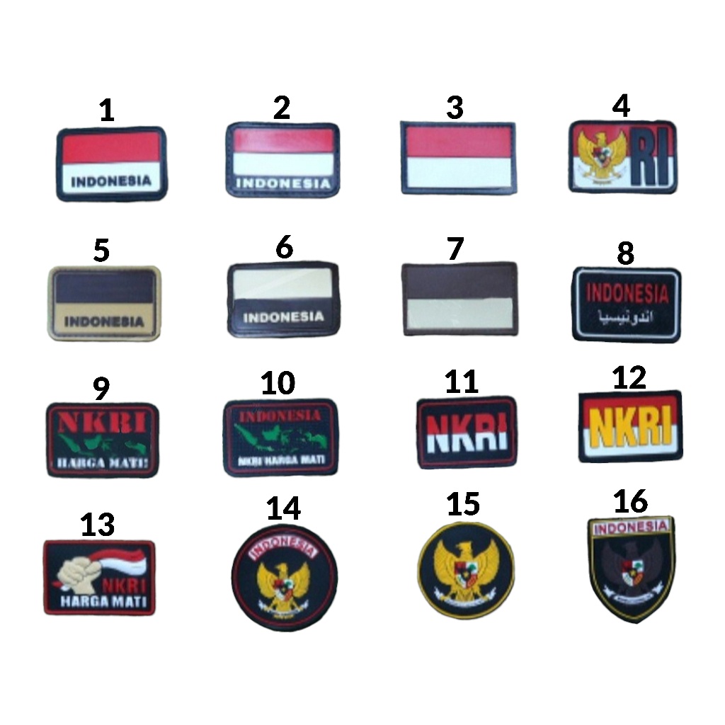 Patch Rubber Indonesia, Garuda RI, NKRI Harga Mati, Bendera Merah Putih