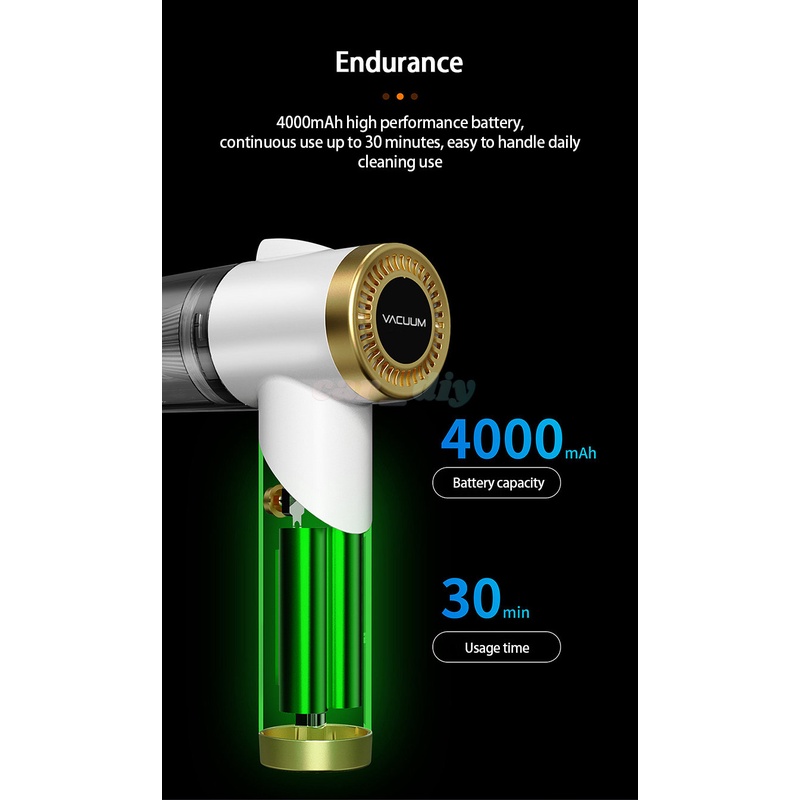 Q8 Vacuum Cleaner Lipat Wireless 9000Pa Dengan Lampu LED 3 In 1 Untuk Mobil