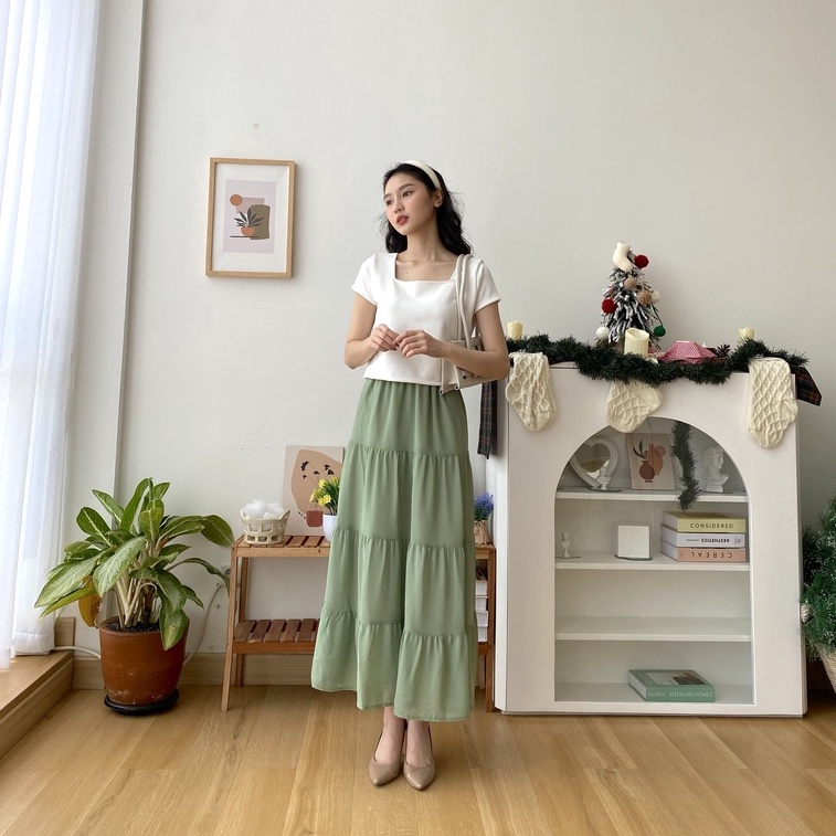 Yeji Long Skirt - Skirt Casual - Rok Panjang Wanita - Korean Skirt