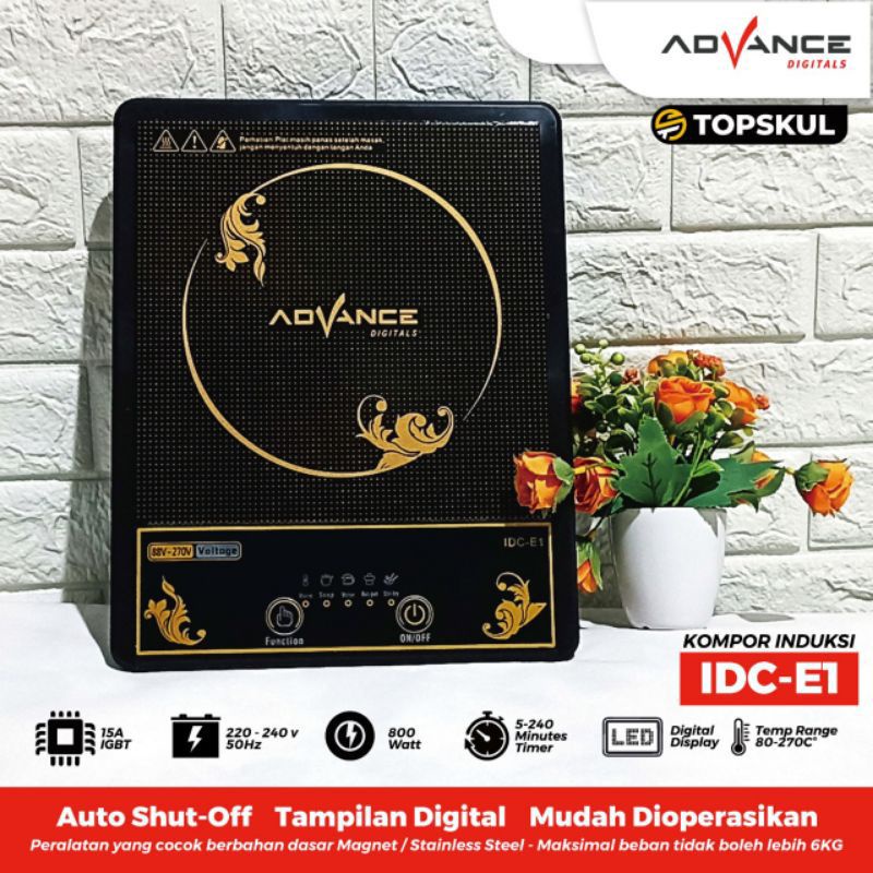 Kompor Listrik Induksi Advance IDC-E1 800W, Garansi Resmi 1 Tahun