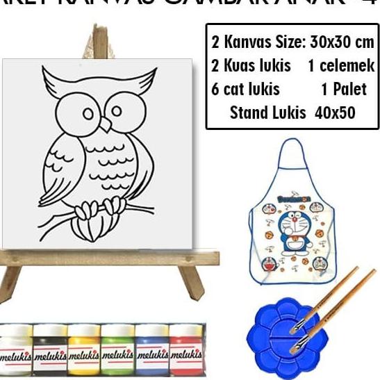 

Paket Gambar Lukis Anak 4 Lengkap Kanvas Stand Kuas Palet Celemek Cat