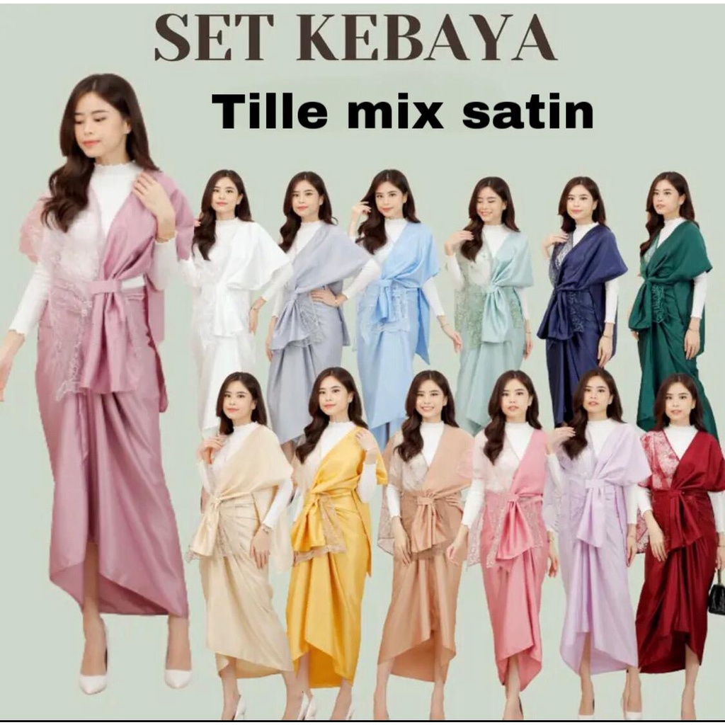 ONE SET KEBAYA TILLE MIX SATIN + ROK LILIT SATIN PREMIUM