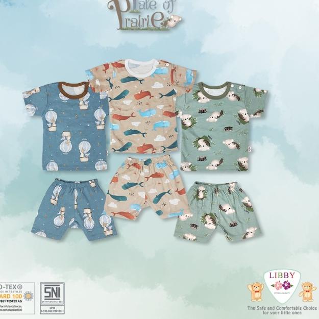 Promo LIBBY 3 Pasang Setelan Pendek NB, 3-6,S,M,L, 2L,XL, XXL Original - Tale Of Prairie, 3 Stel L O