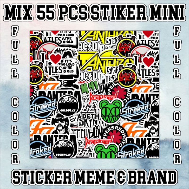 

STIKER MIX BRAND ISI 55 PCS FULL COLOR BAHAN GRAFTAC WATERPROOF STICKER MEME