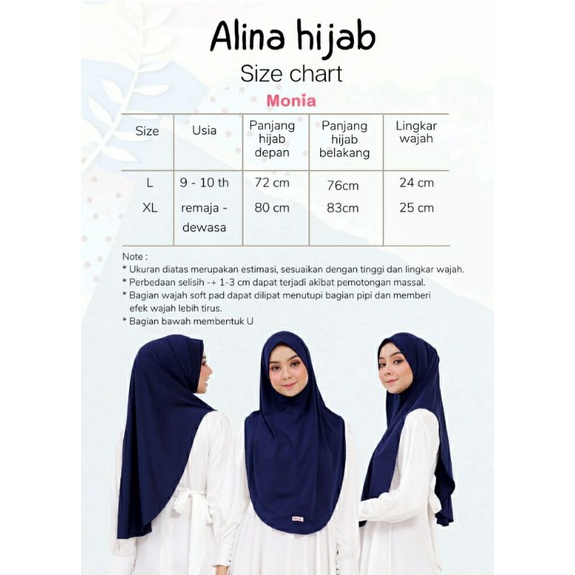 Alina Hijab by Monia Hijab Kids size LXL | Hijab Terbaru | Hijab Instant Terbaru