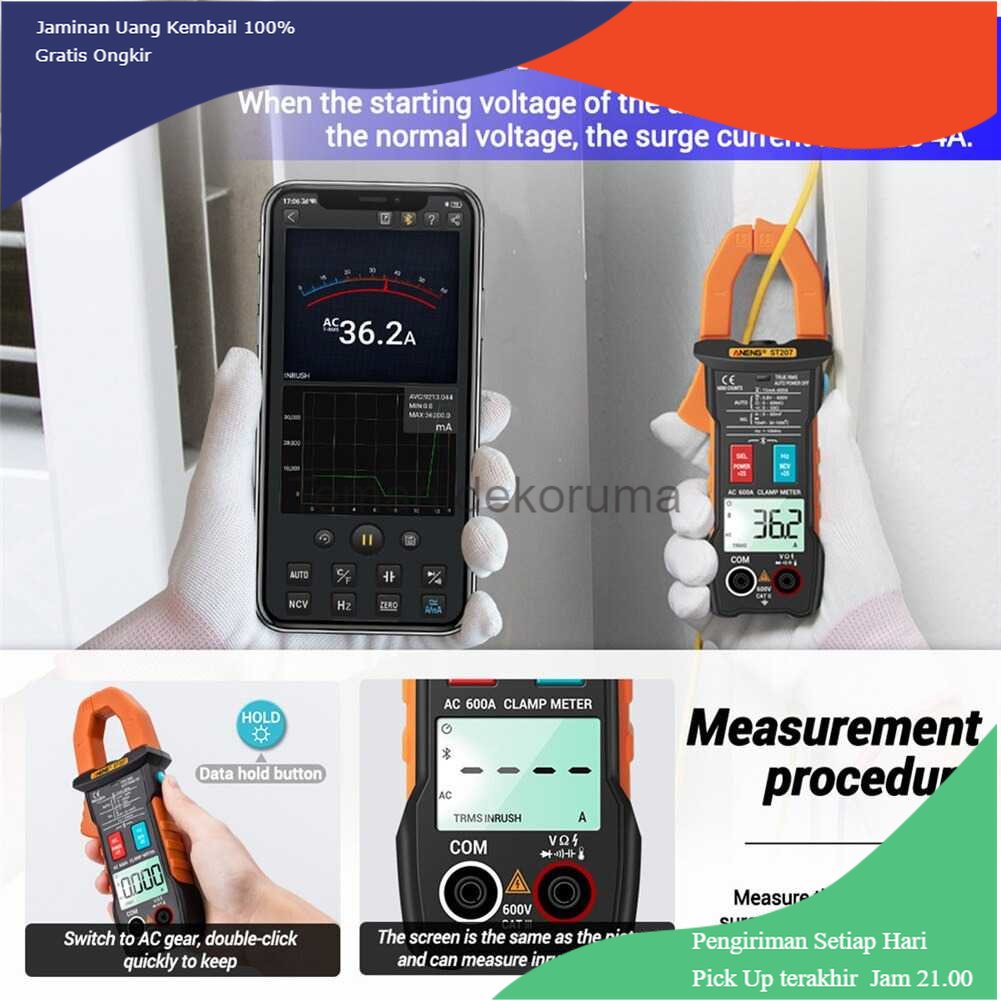 TD - PR2 ANENG Digital Bluetooth Multimeter Voltage Tester Clamp - ST207