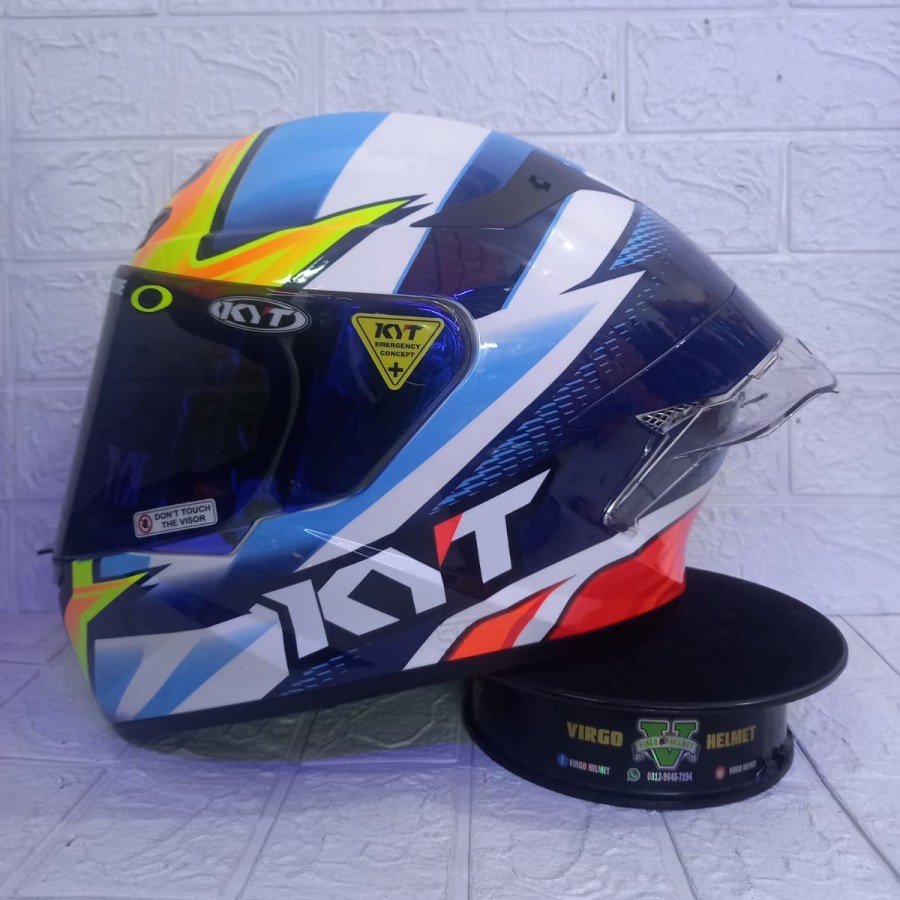 HELM KYT TT COURSE TATI WHITE BLUE PAKET GANTENG  TTCOURSE |  helem pria keren 2022 murah | helm ful