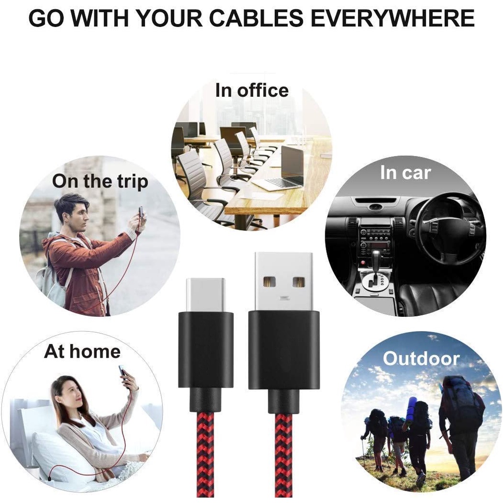 Type-C Kabel Data Kepang Nilon Cafule Cable For USB-C Fast Charge For OPPO VIVO SAMSUNG XIAOMI