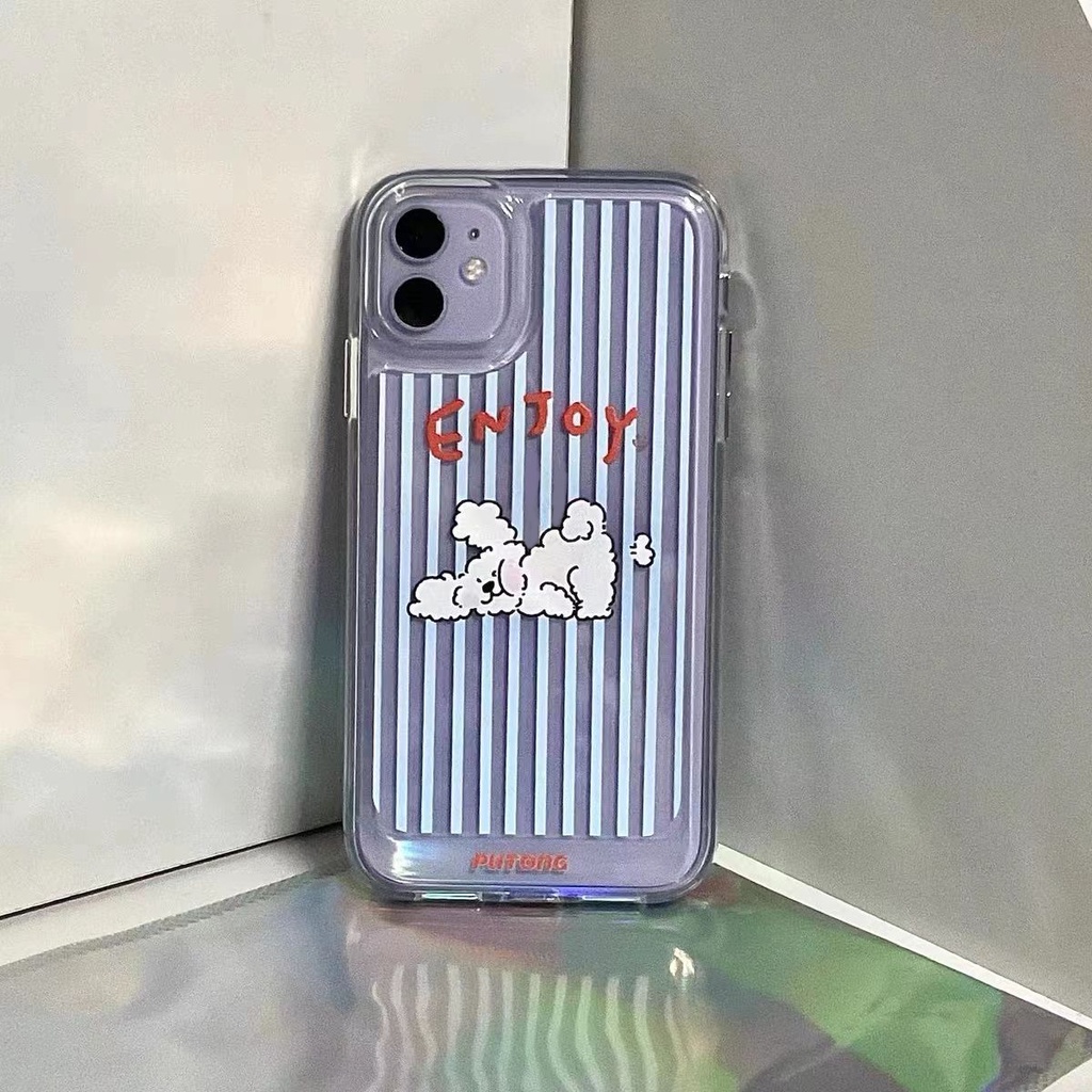 IPHONE Soft Case Anjing Lucu Kompatibel Untuk Iphone13 14 12 11 Pro 7 8 Plus X XR XS MAX Casing Ponsel Transparan Silikon TPU Shockproof Cover